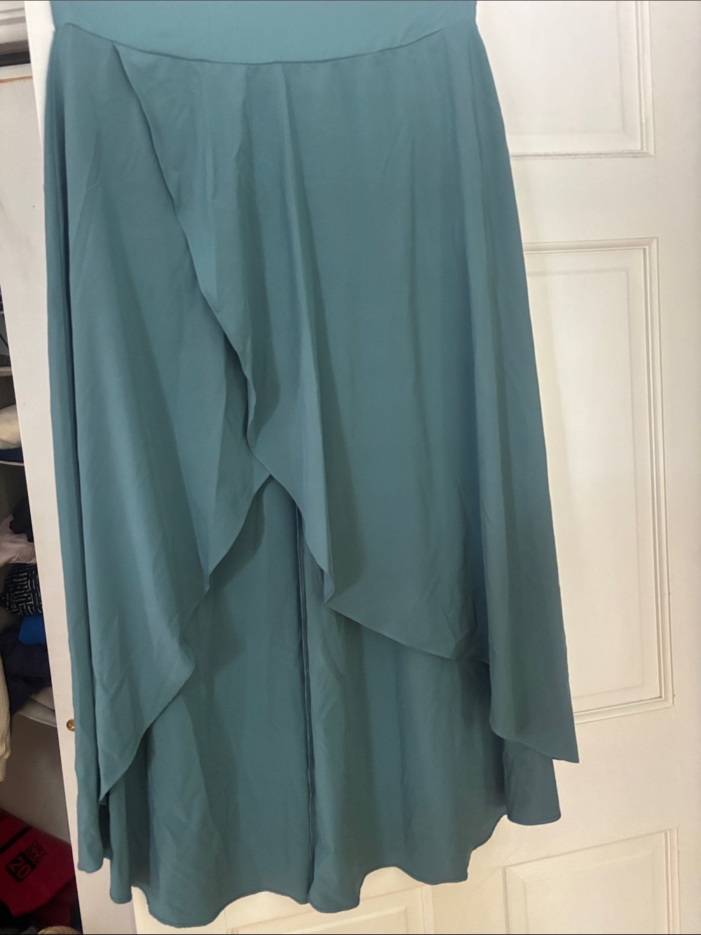 HALARA Teal Asymmetric Ruffle High-Low Skirt